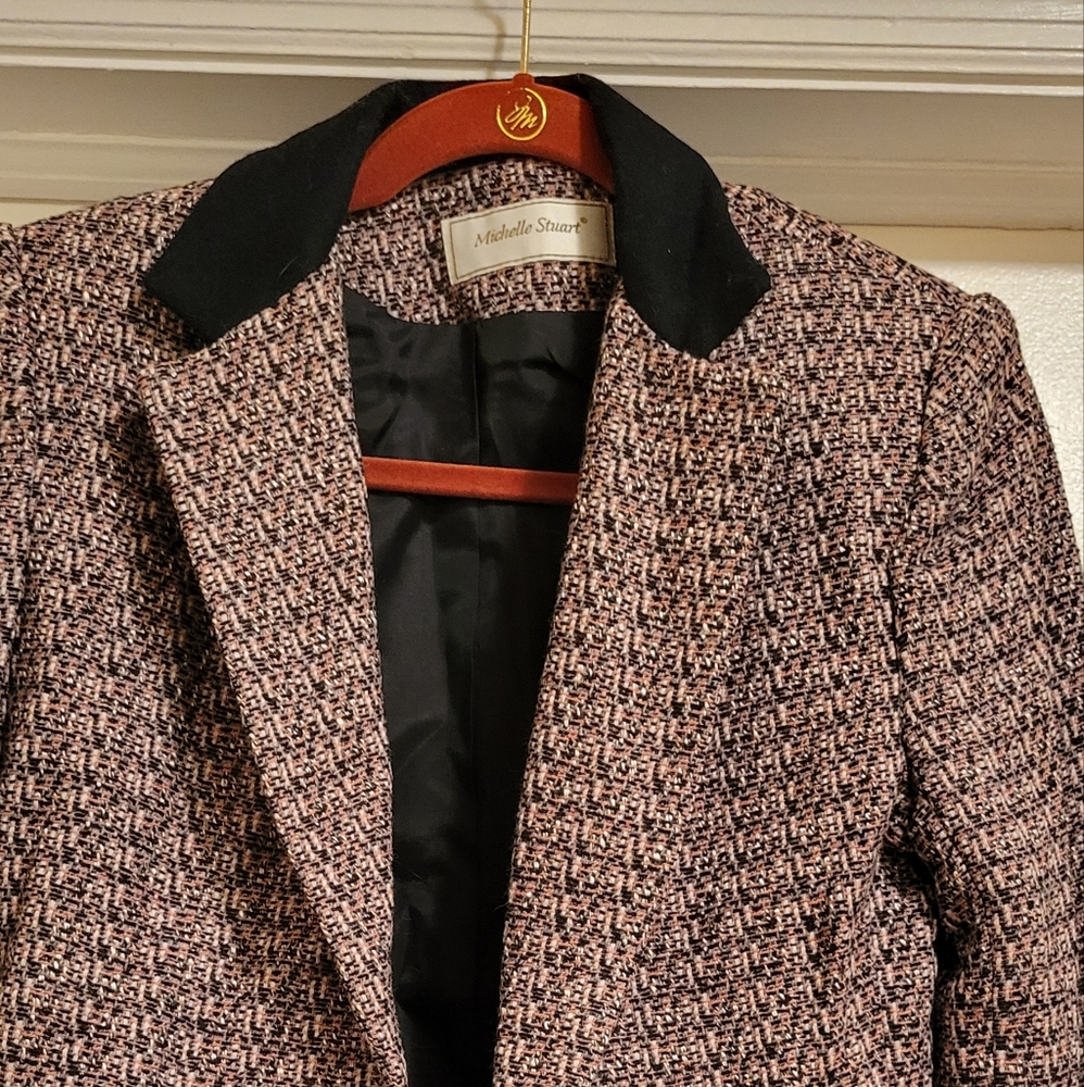 Womens Pink Geometric Jacket Blazer Size 10